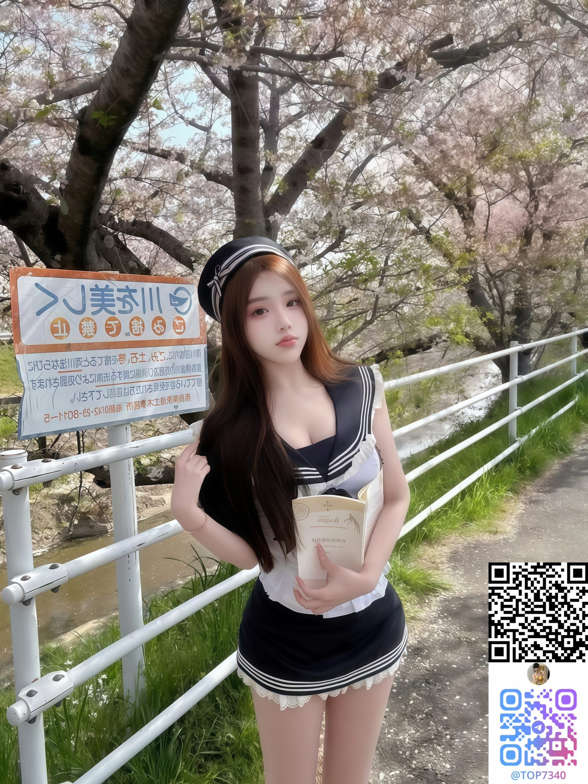 制服姿で本を抱えて桜並木を歩くその姿は、 post thumbnail image