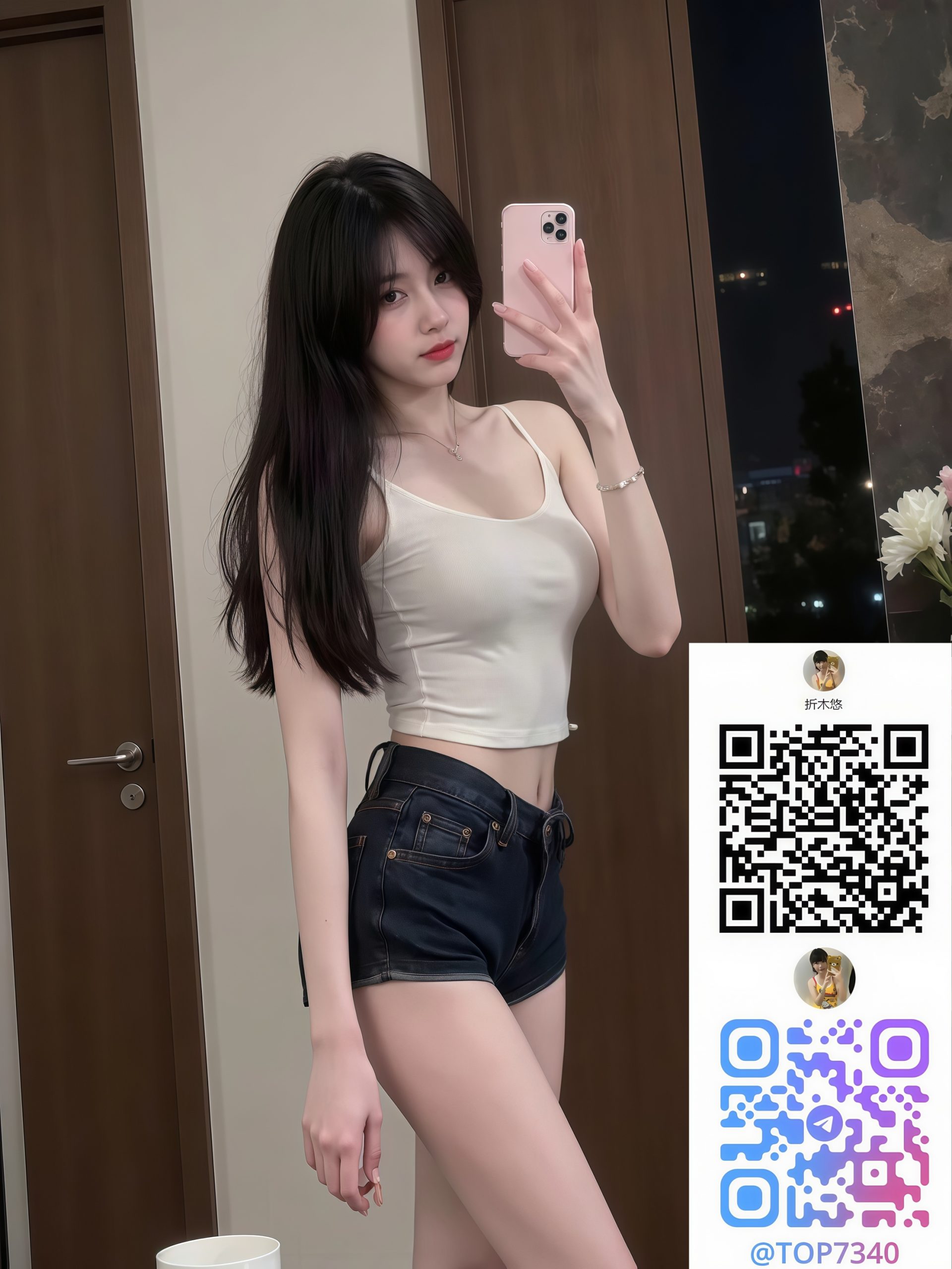 夜はタンクトップとデニムショーツで細腰を惜しげもなく見せる“夏夜の投資美人” post thumbnail image